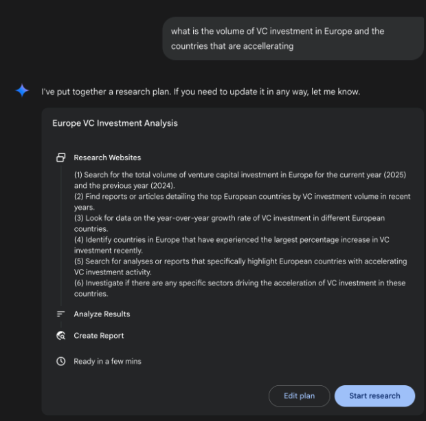 Google Deep Research Agent 為「以 Google 搜尋為工具」生成執行計畫